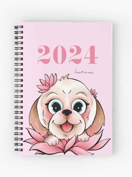 Agenda Anual Lotus Dog A6 2024 - Semana Vista - Hannai - 1