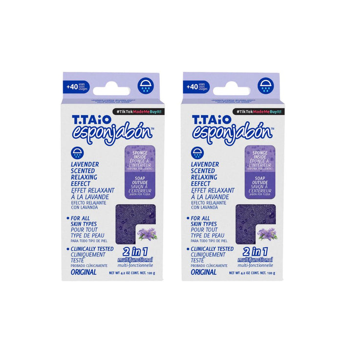 Pack de 2 EsponJabón: Esponja + Jabón 2 en 1  - 120gr - T.taio : 2x Lavanda - 1