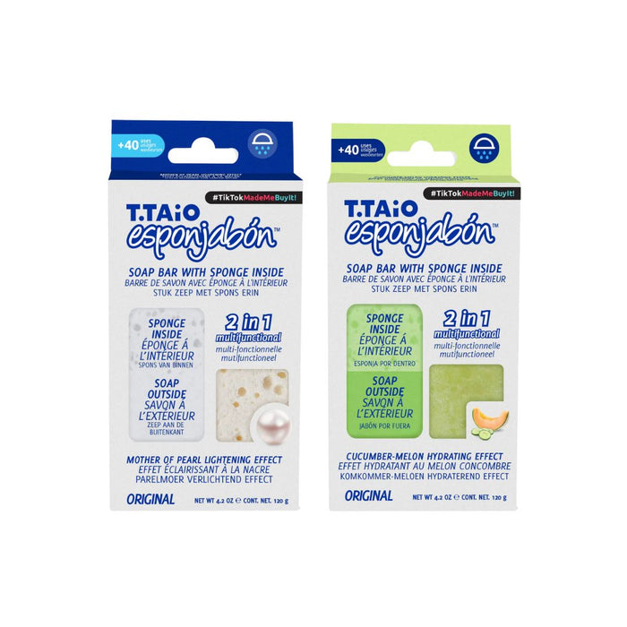 Pack de 2 EsponJabón: Esponja + Jabón 2 en 1  - 120gr - T.taio : Perla + Pepino - 1