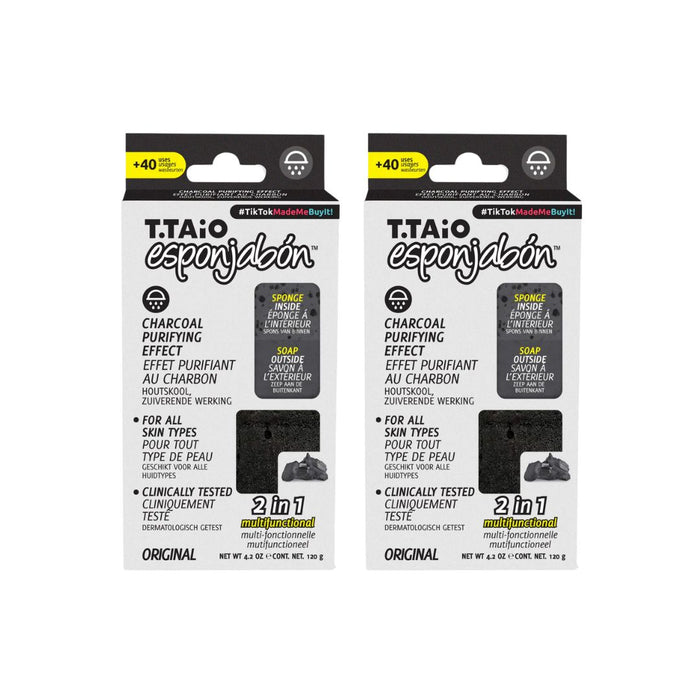 Pack de 2 EsponJabón: Esponja + Jabón 2 en 1  - 120gr - T.taio : 2x Carbón - 1