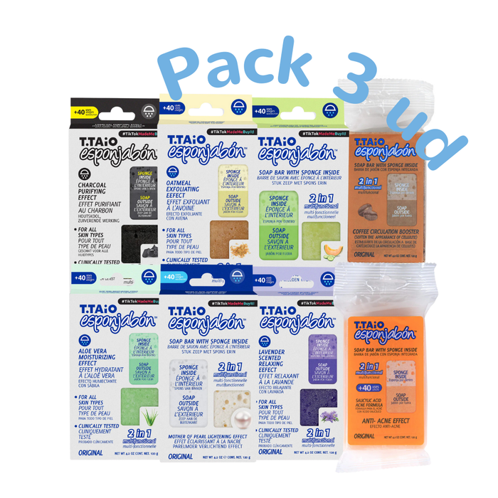 Pack de 3 EsponJabón: Esponja + Jabón 2 en 1  - 120gr - T.taio