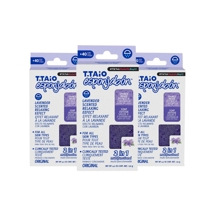 Pack de 3 EsponJabón: Esponja + Jabón 2 en 1  - 120gr - T.taio : 3x Lavanda - 1