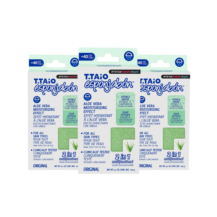 Pack de 3 EsponJabón: Esponja + Jabón 2 en 1  - 120gr - T.taio : 3x Aloe - 1