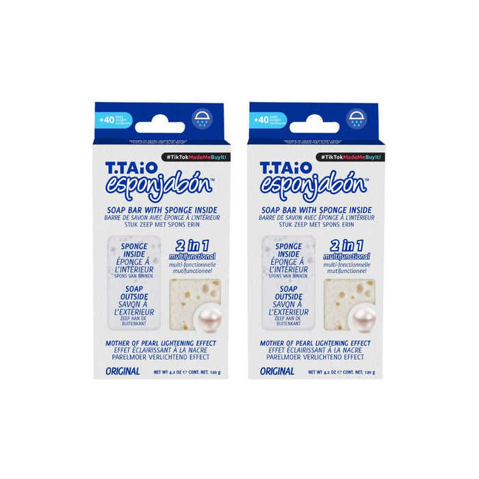 Pack de 2 EsponJabón: Esponja + Jabón 2 en 1  - 120gr - T.taio : 2x Perla - 1