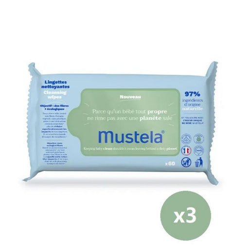 Toallitas Limpiadoras Fibras Naturales Ecológicas - Mustela : 3x60 uds - 1