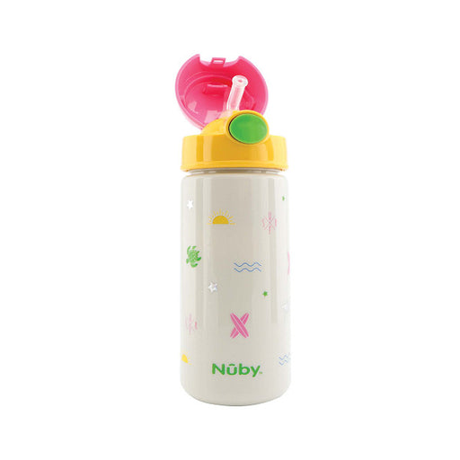 Taza con Botón Push y Pajita Surf - Nuby : Rosa - 1