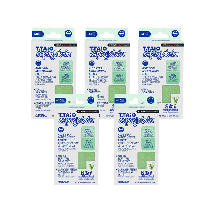Pack de 5 EsponJabón: Esponja + Jabón 2 en 1  - 120gr - T.taio : 5x Aloe - 1