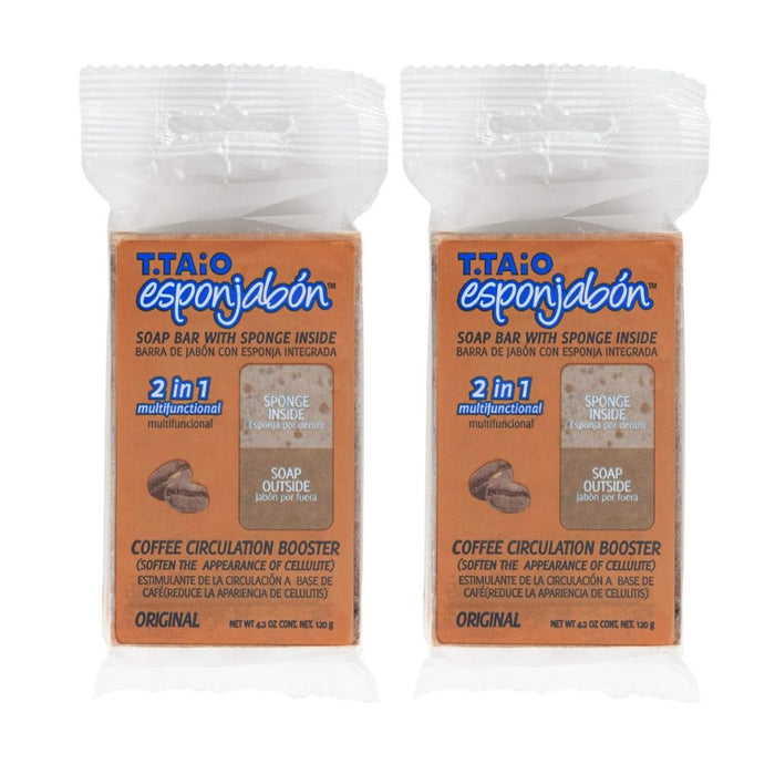 Pack de 2 EsponJabón: Esponja + Jabón 2 en 1  - 120gr - T.taio : 2x Café - 1