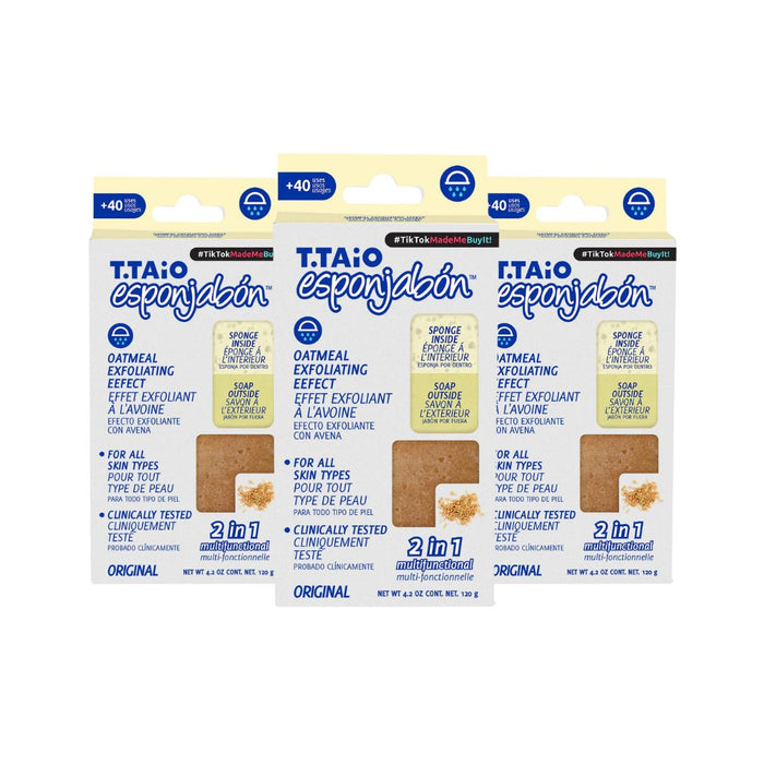 Pack de 3 EsponJabón: Esponja + Jabón 2 en 1  - 120gr - T.taio : 3x Avena - 1