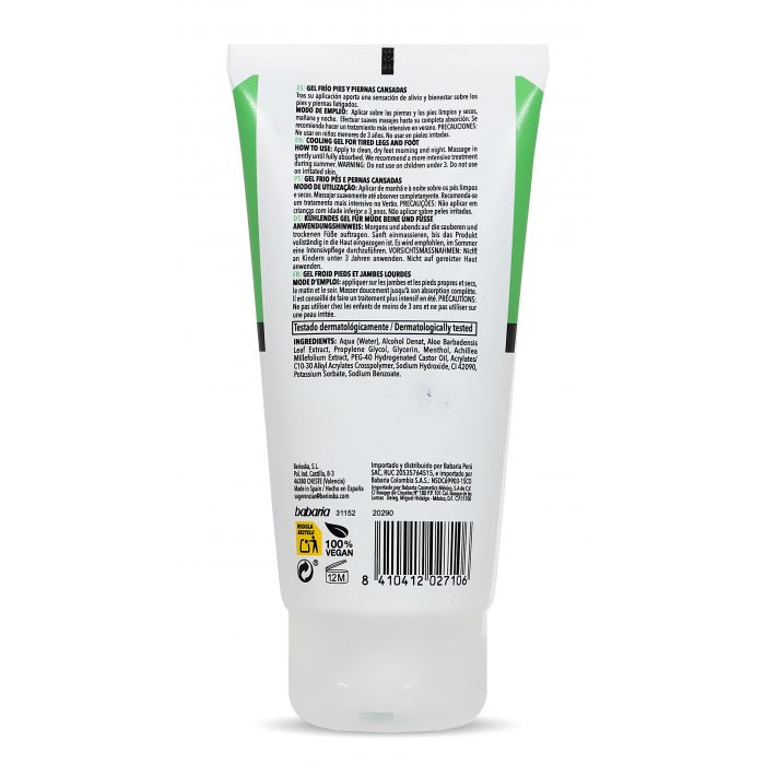 Gel Frío Piernas Cansadas con Aloe Vera 150 ml - Babaria - 4