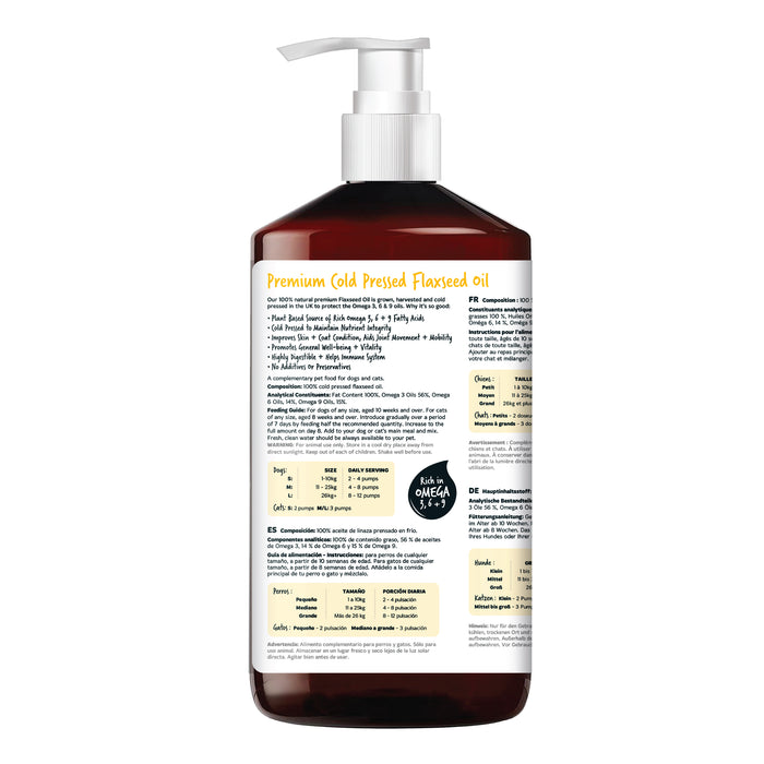 Aceite de Linaza 100% Natural para Perros y Gatos 500ml - Bugalugs - 3