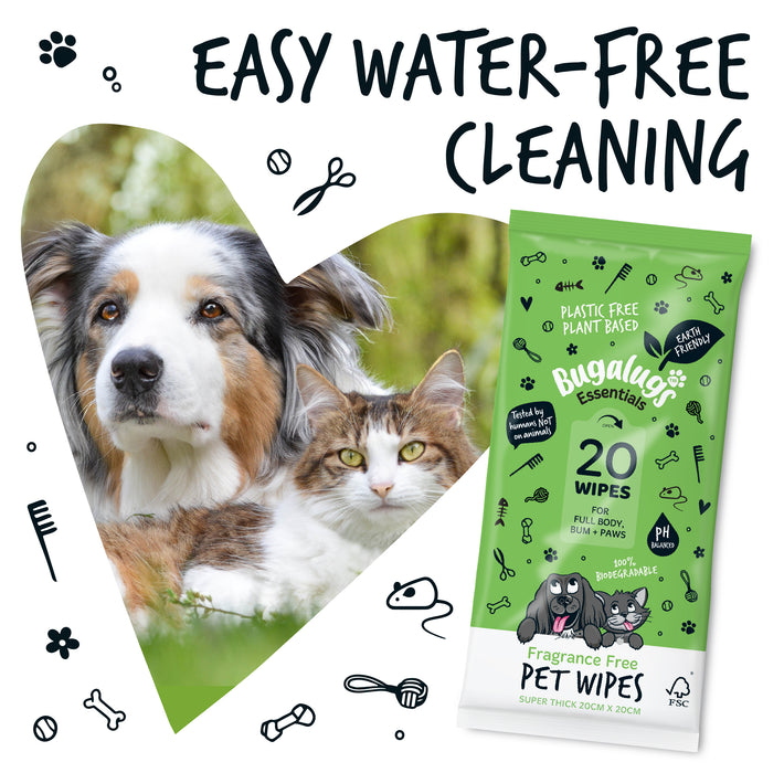 Toallitas Biodegradables para Mascotas Sin Fragancia (110 uds) - Bugalugs : 20 uds - 3