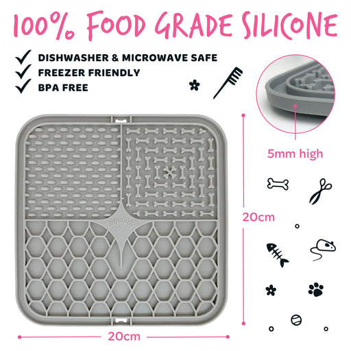Lick Mat Antiestrés para Perros y Gatos - Gris - Bugalugs - 2