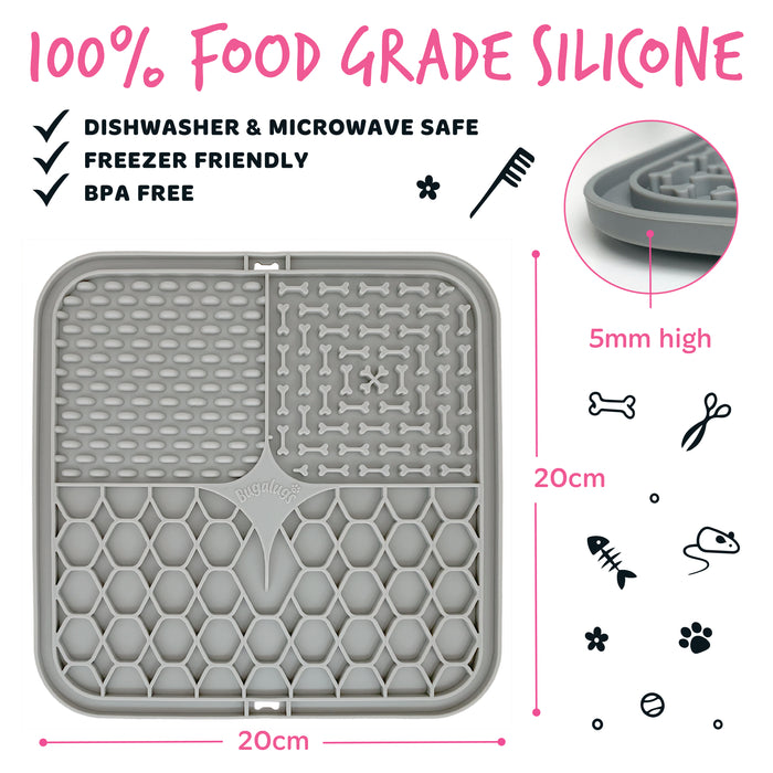 Lick Mat Antiestrés para Perros y Gatos - Gris - Bugalugs - 2