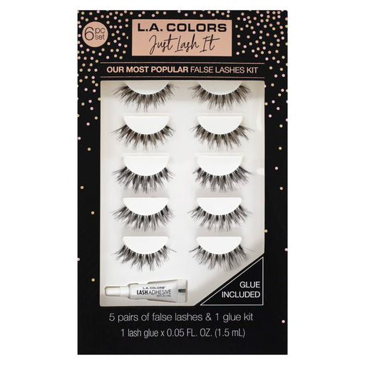 La Colors Set 6 Pares de Pestanas y Pegamento Just Lash It - L.A. Colors - 1