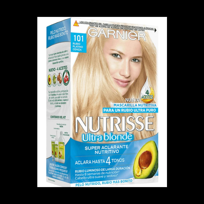 Tinte Permanente Nutrisse - Garnier : Nutrisse Crème - 101 Rubio Ceniza Platino - 1