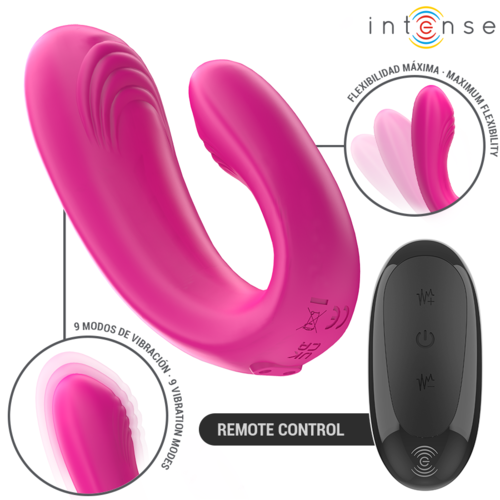 Janet Estimulador & Vibrador Dual en Forma de U con Control Remoto – Rosa - Intense - 4