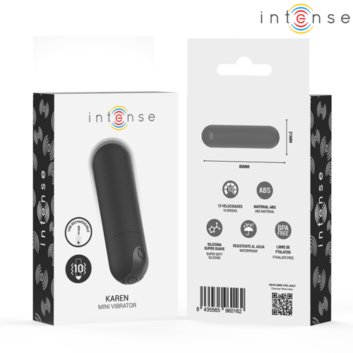 Mini Bala Vibradora Karen 10 Modos Recargable – Negro - Intense - 4