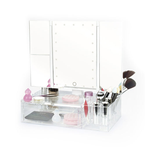 Espejo de Maquillaje con Luz Táctil, Aumento y Organizador - Perfect Beauty - 1
