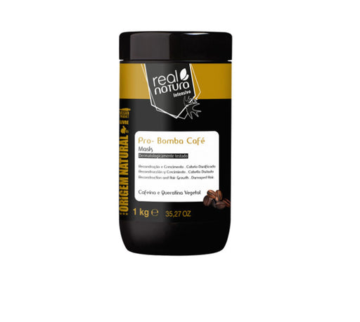 Mascarilla Capilar sin Sal con Café para Cabello Dañado - Máscara Sem Sal Pro-reparação Bomba Café 1 kg - Real Natura - 1