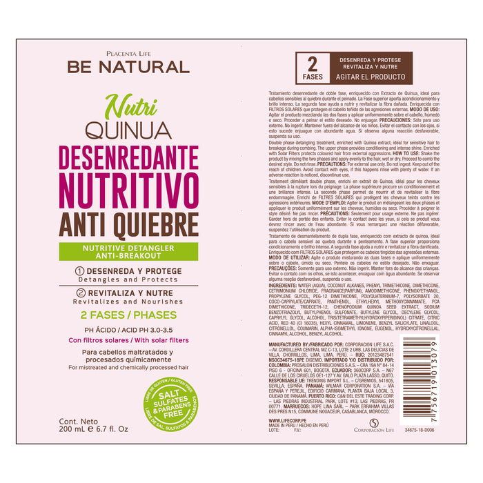 Desenredante Antifrizz para el Pelo - Nutri Quinua 200ml - Be Natural - 2