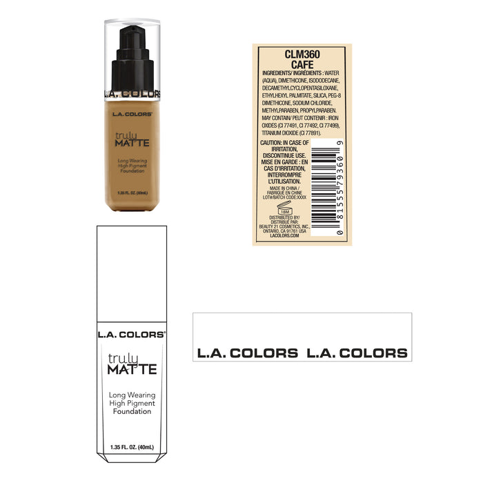 Base de Maquillaje Líquida - Truly Matte - L.A. Colors : CafÃ© - 2