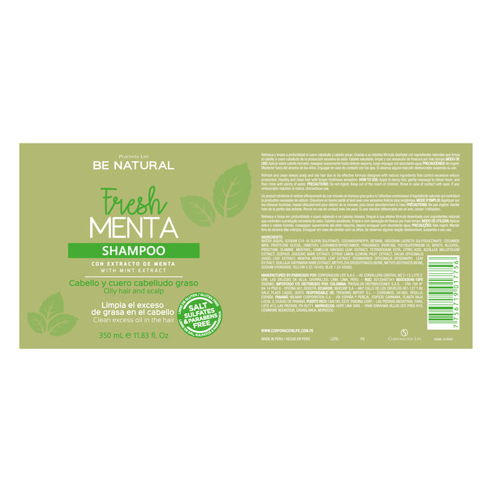 Champú Fresh Menta 350ml - Be Natural - 2