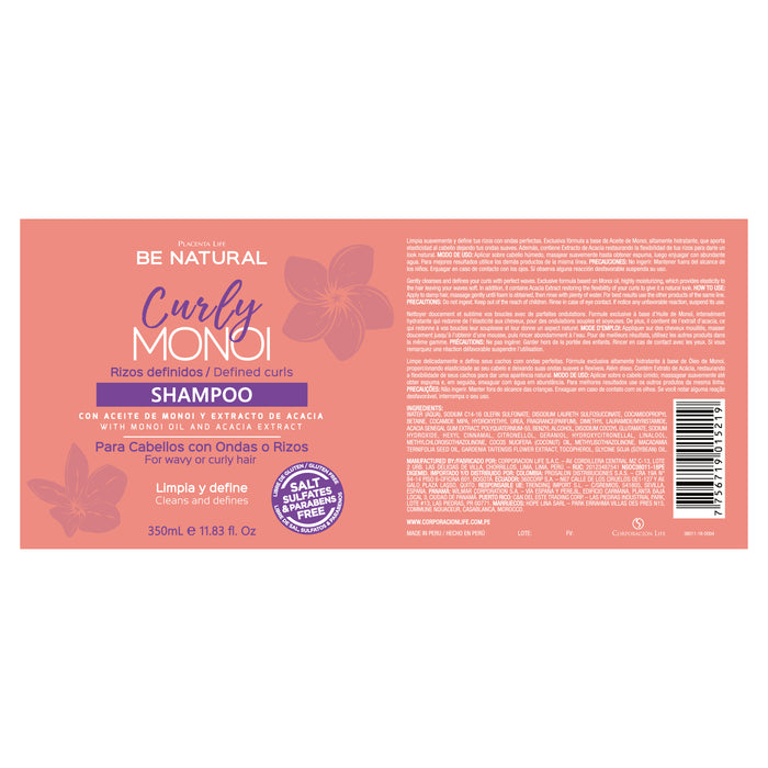 Champú Rizos Definidos Curly Monoi 350ml - Be Natural - 2
