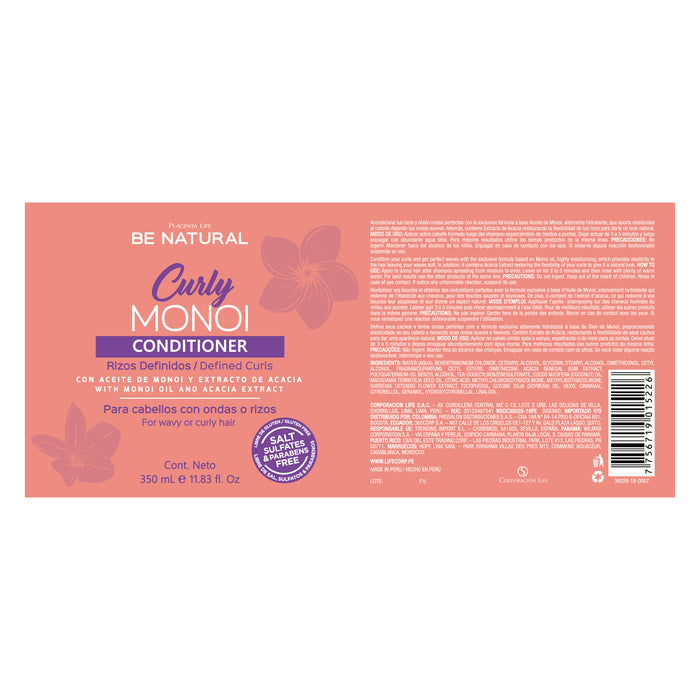 Acondicionador Rizos Definidos Curly Monoi 350ml - Be Natural - 2