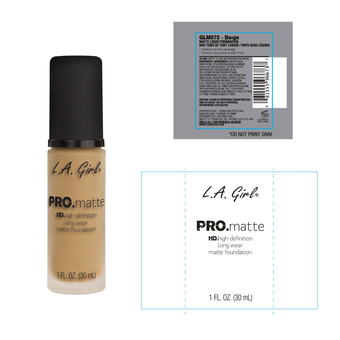 Base de Maquillaje Pro Matte - L.A. Girl : Beige - 2