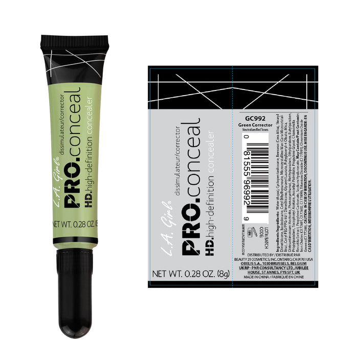Corrector Líquido - Pro Conceal Hd Concealer - L.A. Girl : Green corrector - 2