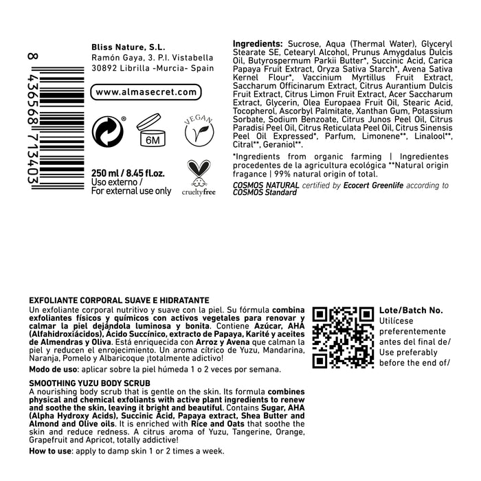 Exfoliante Corporal Smooothing Yuzu - 250 ml - Alma Secret - 6