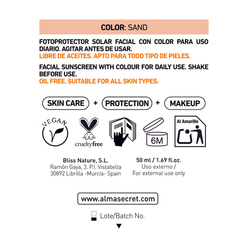 Crema Solar Facial con Color SPF50: Sand 50 ml - Alma Secret - 2