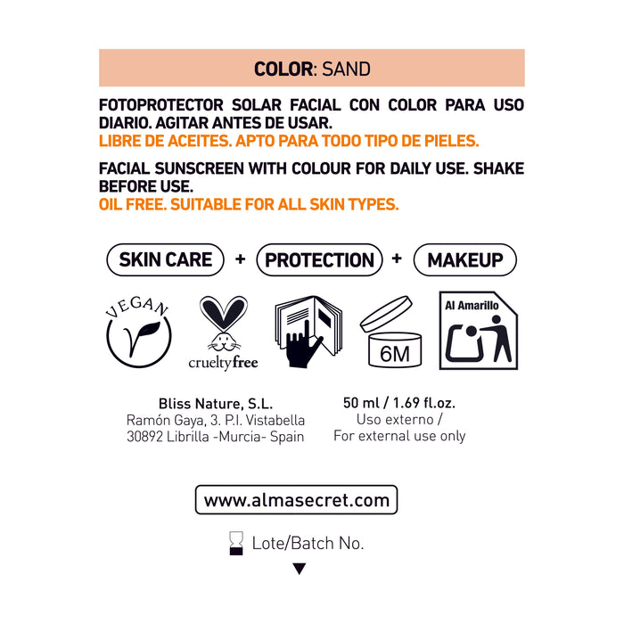 Crema Solar Facial con Color SPF50: Sand 50 ml - Alma Secret - 2