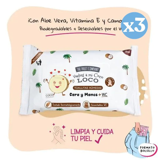 Pack 3x: Toallitas Húmedas para Cara y Manos Desechables - The Fruit Company - 2