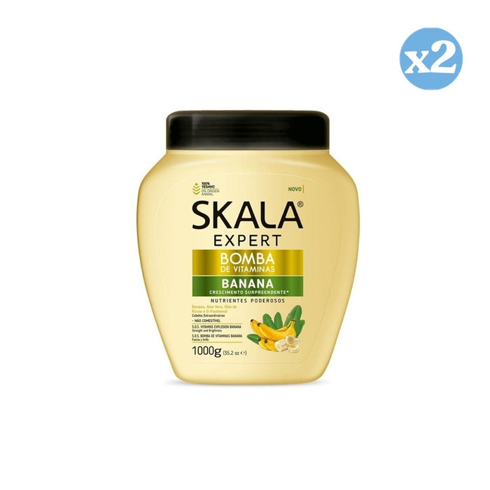 Pack 2x - Crema Acondicionadora Bomba Vitaminas Banana 1000Ml - Skala - 1