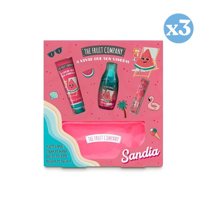 Pack 3x - Set Summer Sandía Eau de Toilette + Crema de Manos + Aceite Labial + Neceser 100 ml - The Fruit Company - 1