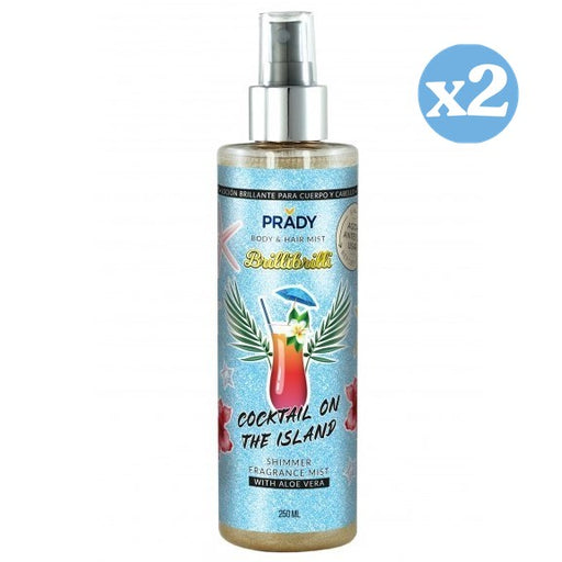 Pack 2x - BODY & HAIR SHIMMER MIST COCKTAIL ON THE ISLAND PRADY 250ML - Prady - 1
