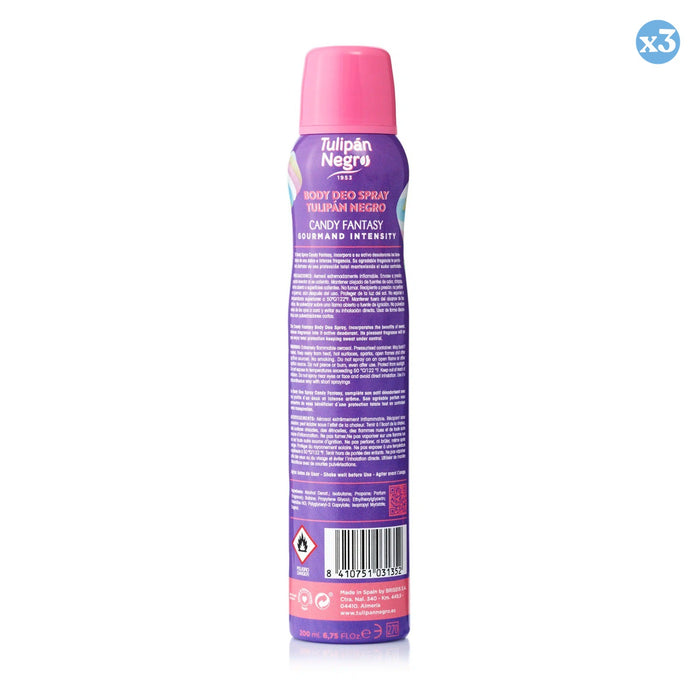 Pack 3x - DEO BODY SPRAY TN CANDY FANTASY 200 ML - Tulipan Negro - 2
