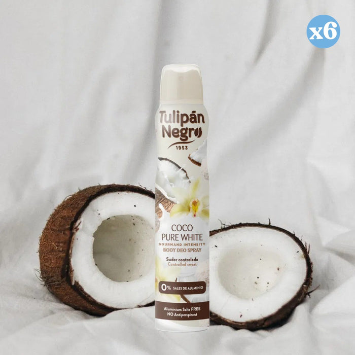 Pack 6x - DEO BODY SPRAY TN COCO PURE WHITE200 ML - Tulipan Negro - 2