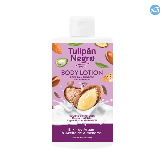 Pack 3x - BODY LOTION T.NEGRO ARGÁN Y ALMENDRAS 400 ML - Tulipan Negro - 1