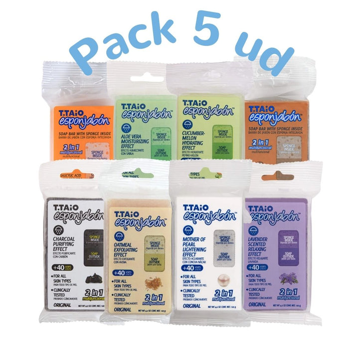 Pack de 5 EsponJabón: Esponja + Jabón 2 en 1  - 120gr - T.taio - 1