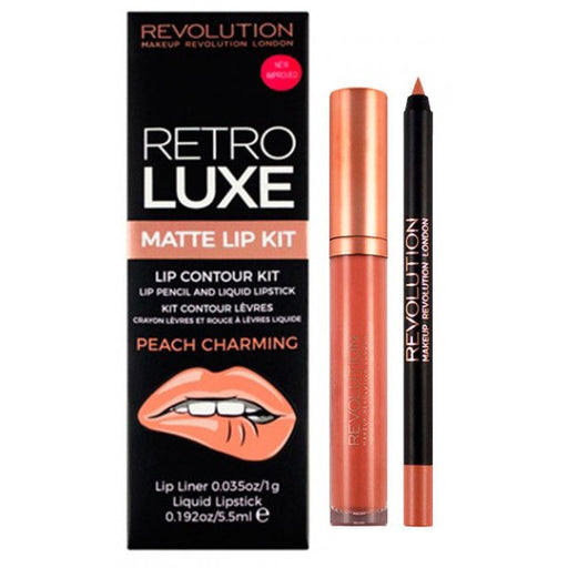 Retro Luxe Matte Lip Kit - Make Up Revolution: Peach Charming - 1