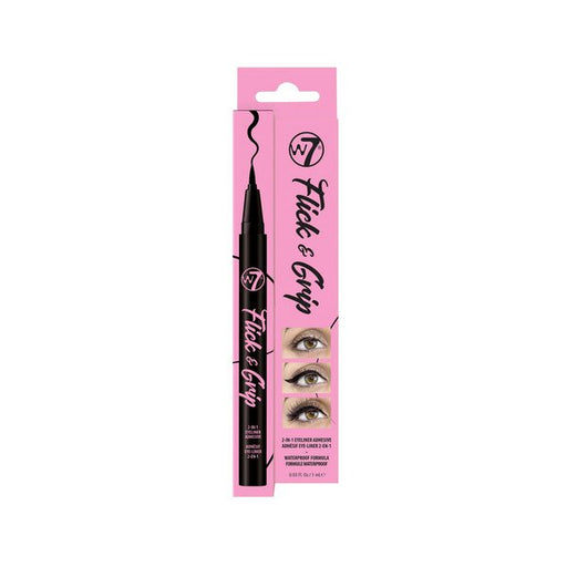 Flick & Grip 2-in-1 Adhesive Eyeliner Pen: Negro - W7 - 1