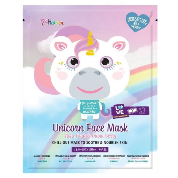 Mascarilla Facial Animal Mask Unicornio Yuzu y Camu Camu - 7th Heaven - Montagne Jeunesse - 1