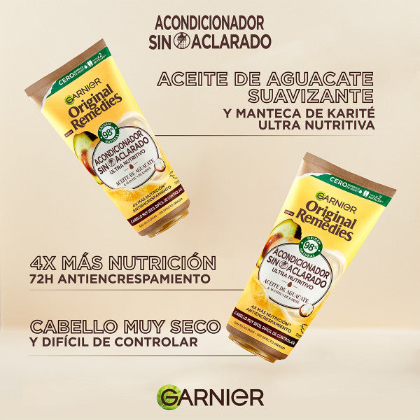 Acondicionador sin Aclarado Aceite de Aguacate y Manteca de Karité: 200 ml - Original Remedies - Garnier - 3