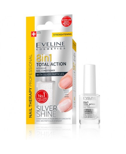 Endurecedor de Uñas 8 en 1 - Nail Therapy Silver Shine - Eveline - 1