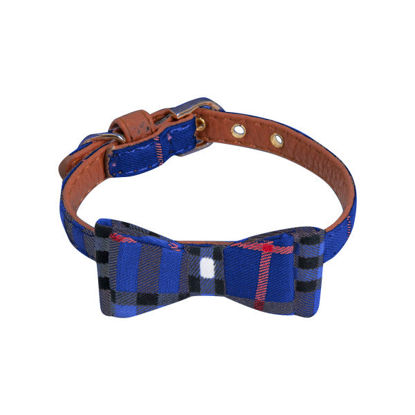 Collar Lazo con Cuadros Escocés - Hu: Azul Grande: 1.3 x 34 cm - 3