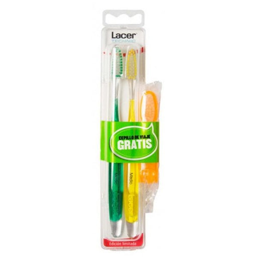 Pack Cepillo Dental - Lacer: Medio x2 + Cepillo de Viaje - 2