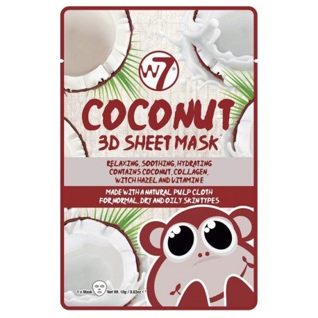 Mascarilla Facial Hidratante - Papel - Coconut 3d Sheet Mask - W7 - 1